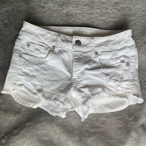 American Eagle White Ripped Jean Shorts